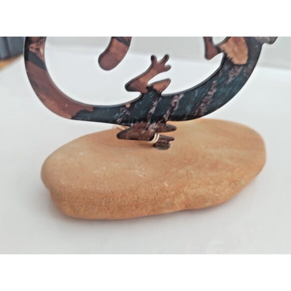 Lazart Texas USA Copper double sided Story Gecko Lizard on Sandstone Base - Picture 13 of 15